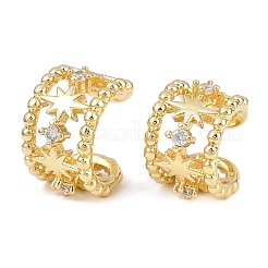 Латунные кольца из манжеты с прозрачным цирконием EJEW-C159-01G