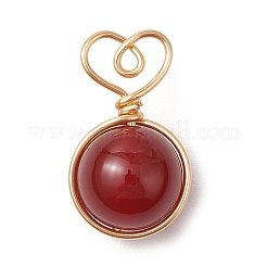 4 stücke 4 arten natürliche rose quarz & aventurin & amethyst & karneol kupfer draht gewickelt herz ball anhänger&nbsp;PALLOY-TA00215-01