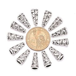 チベットスタイルの合金ビーズコーン  カドミウムフリー＆鉛フリー  アンティークシルバー  18x8x8mm  穴：1mm&nbsp;X-TIBEB-00821-AS-R