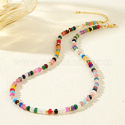 Разноцветные ожерелья из граненых ронделей из натуральных камней и стеклянных бусин для женщин&nbsp;AU7515