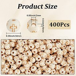 400 Stück runde Naturholzperlen&nbsp;WOOD-PA0001-49