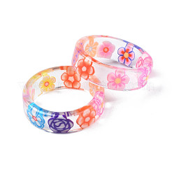 Кольцо на палец из прозрачной смолы с цветком для женщин RJEW-T022-025