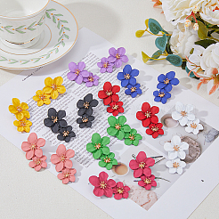 9 пара двухцветных сережек-гвоздиков с цветочным мотивом из сплава для женщин EJEW-FI0001-72