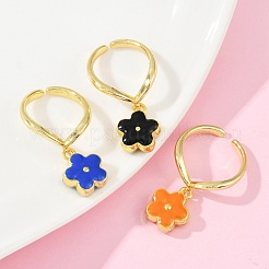 Латунные эмалевые регулируемые открытые манжеты для женщин RJEW-U057-11G