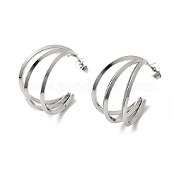 Серьги-гвоздики из нержавеющей стали 201 в форме тройной буквы С EJEW-Z151-09P