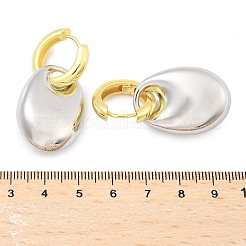 女性用楕円形真鍮フープピアス  ラックめっき  持続的なメッキ  カドミウムフリー＆鉛フリー  ツートン  プラチナ·ゴールデン  42x20.5mm&nbsp;EJEW-U057-06A-04GP