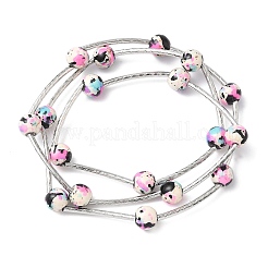 Многорядные браслеты из круглых бусин синтетической бирюзы для женщин BJEW-JB12335-03