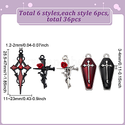 36шт 6 стиля хэллоуин тема сплава эмаль подвески&nbsp;FIND-WR0012-66