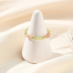 Verstellbare Stretchringe mit Natursteinperlen für Damen&nbsp;RJEW-JR01093