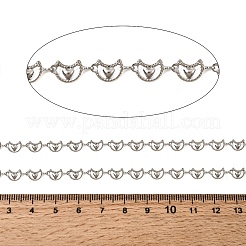 304ステンレススチールムーンリンクチェーン  ハンダ付け  スプールで  ステンレス鋼色  10x5x1mm&nbsp;CHS-K026-01E-P