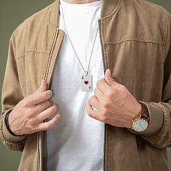 8 шт. ожерелье с подвеской в виде игральной карты в форме сердца из нержавеющей стали с эмалью&nbsp;NJEW-FH0001-11B