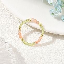 Verstellbare Stretchringe mit Natursteinperlen für Damen&nbsp;RJEW-JR01093