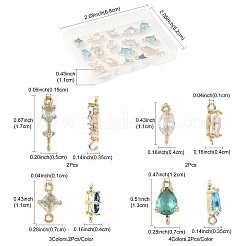 18 шт. 9 стиля латунных паве прозрачных стеклянных звеньев/соединителей&nbsp;GLAA-FS0002-34