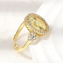 Латунные кольца-манжеты с микропаве из прозрачных кубических цирконий&nbsp;RJEW-Z136-02G