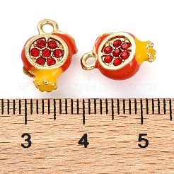 ラインストーンペンダント付き合金エナメル  フルーツチャーム  ザクロ  13x10x5.5mm  穴：1.6mm&nbsp;PALLOY-S032-02C