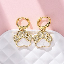 Серьги-кольца из латуни с прозрачным фианитом&nbsp;LS-EJEW-Q042-03B-G