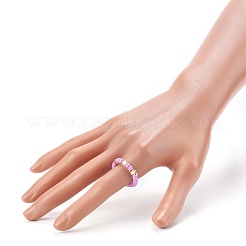 ポリマークレイヘイシビーズストレッチリング  金メッキ真鍮ビーズ付き  スター  ミックスカラー  USサイズ6  内径：17mm&nbsp;RJEW-JR00344