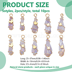 10 шт. 5 стиля гальванические подвески из натурального кварца с медной проволокой&nbsp;PALLOY-FG00005