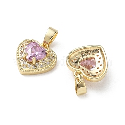 Ciondoli di San Valentino in ottone con micro pavé di zirconi cubici rosa perla&nbsp;KK-A299-14G