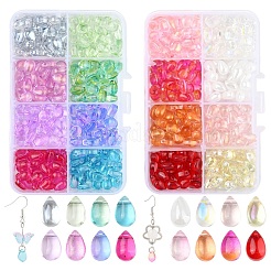 320шт 8 цвета прозрачные стеклянные бусины GGLA-YW0004-63