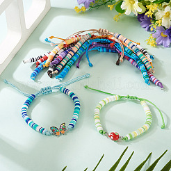 10шт 10 цвета полимерная глина ручной работы регулируемый браслет хейши изготовление&nbsp;AJEW-TAC00053