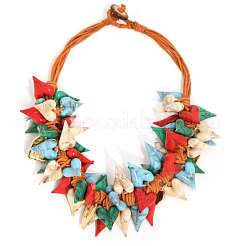 Женские ожерелья-нагрудники из богемского сплава и акрила в форме сердца с вощеным шнуром FS-WG4624E-01