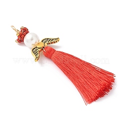 Стеклянные жемчужины круглые бусины с поликоттоновой кисточкой большие подвески PALLOY-MZ00611-02