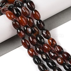 天然石瑪瑙ビーズ連売り  染め＆加熱  多面カット  オーバル  暗赤色  12x7.5~8mm  穴：1.2mm  約32個/連  14.96''（38センチメートル）&nbsp;G-Q194-B01-01F