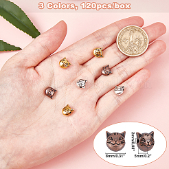 Cuentas de gatito de aleación de estilo tibetano&nbsp;TIBEB-PH0004-75-RS-WH