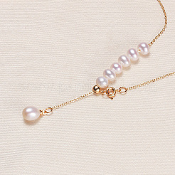 Lariat-Halsketten aus Messing mit tropfenförmigen Quasten und natürlichen Süßwasserperlen für Damen&nbsp;WG56F2F-01