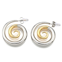 Orecchini a bottone bicolore in acciaio inossidabile 304 per donna&nbsp;EJEW-R023-01GP-08