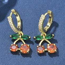 Комплекты серег и ожерелий из вишневой латуни с микропаве из кубических цирконий SJEW-U004-01G