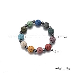 Браслеты из натуральной лавы и синтетического немагнитного гематита с круглыми бусинами для мужчин TG5955