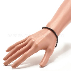 女性用ナチュラルブラックスピネルビーズストレッチブレスレット  ビーズ：4mm  内径：2-1/8インチ（5.5cm）&nbsp;BJEW-JB07420-03