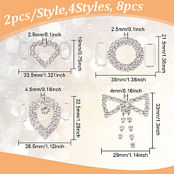 8 шт. 4-х стильные застежки-пряжки из сплава со стразами FIND-GO0001-47