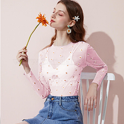 4 ярд нейлоновой сетчатой ткани с рисунком ромашки AJEW-WH0314-459B