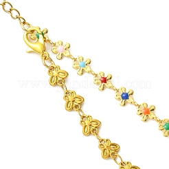 Armbandherstellung: Schmetterling aus Edelstahl 304 und bunte Blume aus Messing-Emaille&nbsp;AJEW-JB01621
