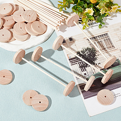 30 jeu de roues et de bâtons en bois de cerisier chinois non finis&nbsp;DIY-OC0010-68A