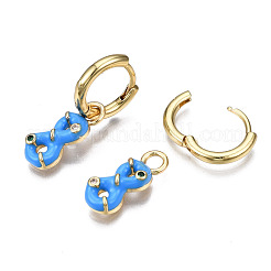 Серьги-кольца из латуни с микро-паве из фианита&nbsp;EJEW-T014-44G-NF