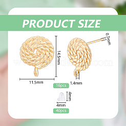 16 шт. латунная плоская круглая фурнитура для сережек-гвоздиков&nbsp;KK-BC0013-75