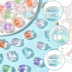 32шт УФ-покрытие Радужные переливающиеся акриловые бусины OACR-FS0002-16