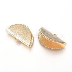 真鍮製カシメリボン止めエンドパーツ  起毛  半円  ゴールドカラー  25x14x8~9mm  穴：3x1.5mm&nbsp;KK-G380-01G