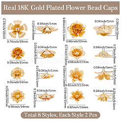 16 pièce de capuchons de perles en laiton de 8 styles&nbsp;KK-BBC0023-52