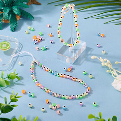 210 шт. двухцветных светящихся и печатных непрозрачных акриловых бусин&nbsp;LACR-TA0001-10