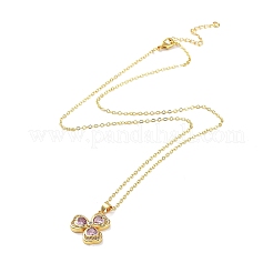 Collier pendentif strass en laiton doré avec chaînes forçat&nbsp;NJEW-P278-A04