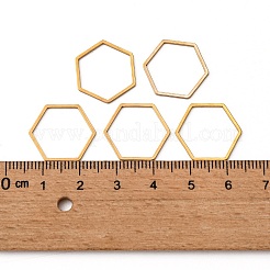 304ステンレススチールリンクリング  六角  ゴールドカラー  16x18x0.8mm&nbsp;LS-STAS-S079-25B