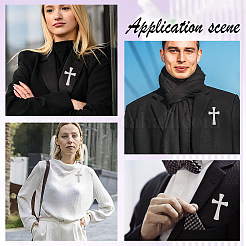 4 шт. крестообразных значков для лацканов со стразами&nbsp;JEWB-HY0001-50S