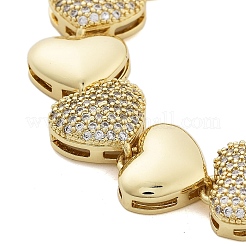 Gestellplattierung Messing Mikropflaster Zirkonia Herz Gliederkette Armbänder für Frauen&nbsp;BJEW-B109-01G-04
