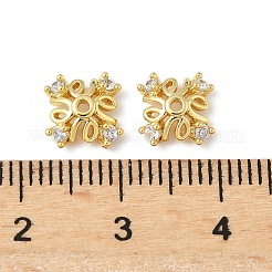 Колпачки для бусин из прозрачного кубического циркония из латуни&nbsp;KK-V015-39G-01