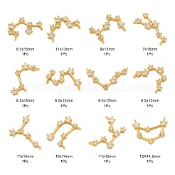 12шт 12 стиля латунные микропрозрачные подвески с кубическим цирконием ZIRC-LS0001-02G